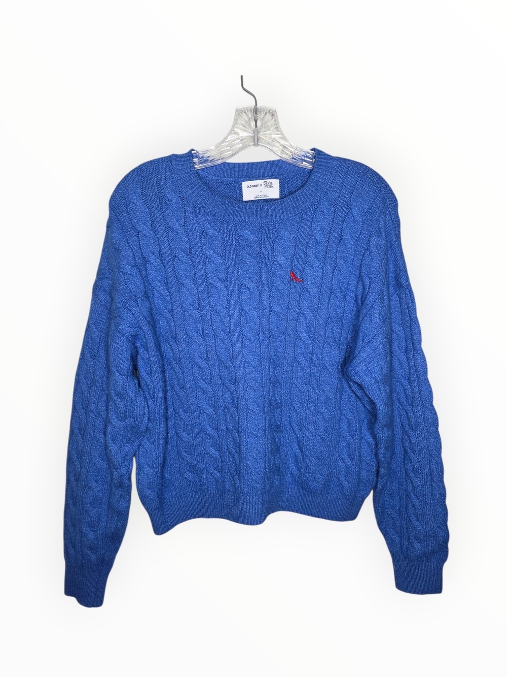 Old Navy Royal Blue Cable Knit Crewneck Sweater The Devil Wears Prada Collab
